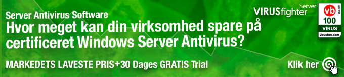 Du får helt gratis en fuld version af VIRUSfighter Server i 30 dage.
