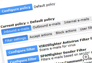 SPAMfighter Exchange Module heeft een verscheidenheid aan spamfilters tot uw beschikking. Configureer ze als je wilt. Geen gedoe maar - de standaard instellingen werken geweldig voor de meeste organisaties.