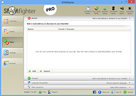 SPAmfighter có interface rất là đơn giãn cho người sử dụng